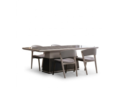 Tavolo da pranzo di lusso Tavoli da pranzo Tavolo Set da pranzo Gruppo da pranzo Tavoli 4x Sedie con schienale Sedia