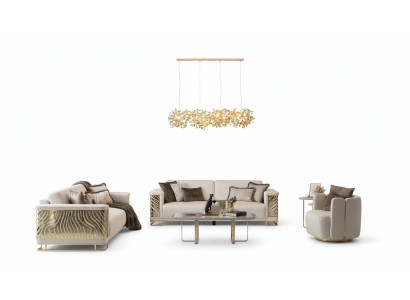 Set di divani di lusso 4+3 posti poltrona tavolino moderno 4 pezzi design.