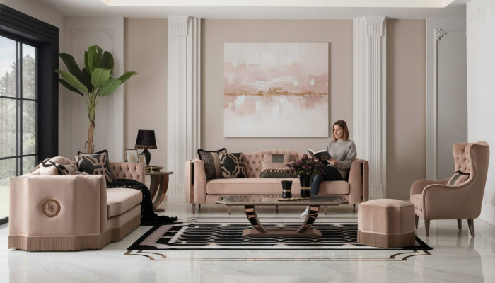 Set di divani di lusso 4+3+1, poltrona design moderno, mobili Chesterfield