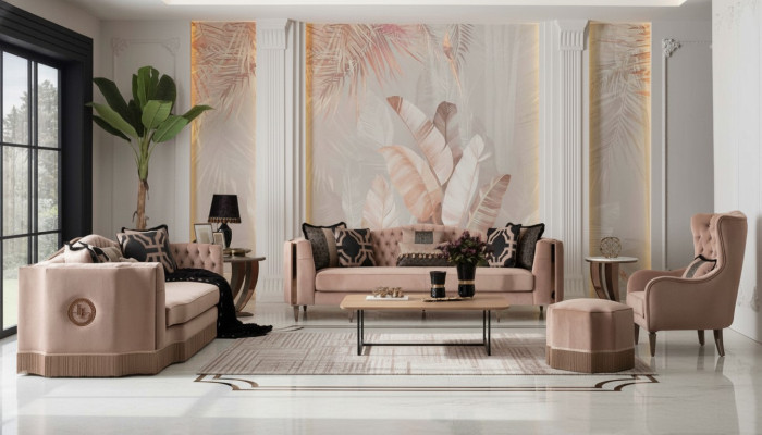 Set di divani di lusso 4+3+1, poltrona design moderno, mobili Chesterfield
