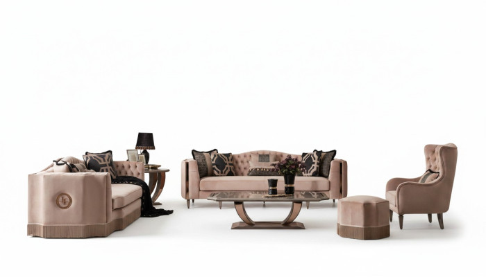 Set di divani di lusso 4+3+1, poltrona design moderno, mobili Chesterfield