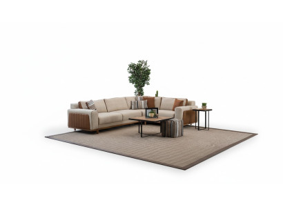 Divano ad angolo in L forma Soggiorno Mobili di lusso moderni Divano Angolare Beige
