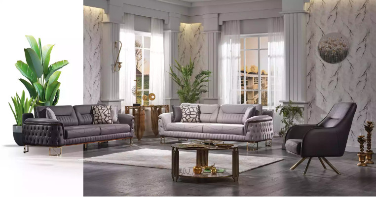 Divano Chesterfield marrone 3+3+1 posti divani design a tre pezzi