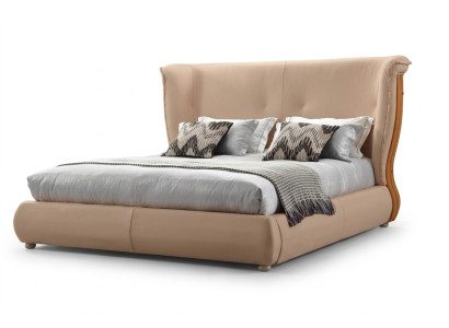 Letto beige Camere da letto Letti Letti matrimoniali Mobili in legno Letti in pelle