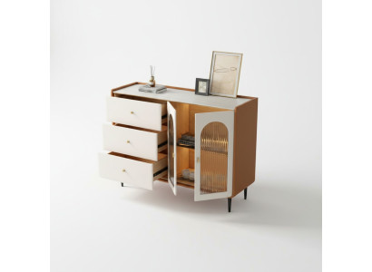 Mobile portaoggetti in legno moderno bianco, basso, nuovo per soggiorno.