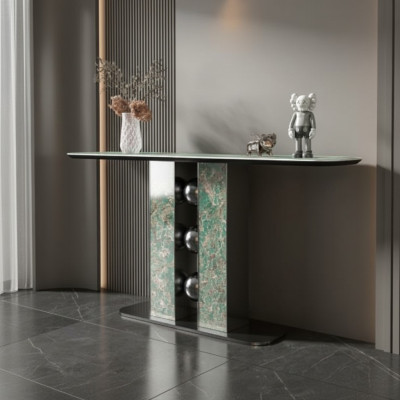 Moderno tavolo consolle di lusso in legno grigio da designer per il salotto, mobili nuovi.