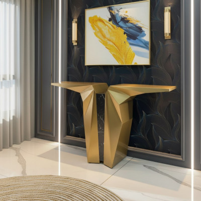 Legno Moderno Mobile Consolle in Oro Tavolo Stile Design Console Nuovo