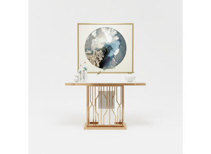 Tavolo consolle di lusso di design in acciaio inossidabile dorato moderno nuovo.