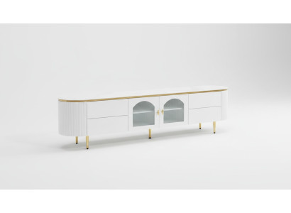 Supporto per televisore ovale rtv, mobile basso per tv, credenza per soggiorno in legno.