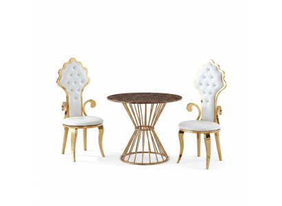 Tavolo da pranzo Tavolino da caffè Soggiorno Oro Design di lusso Tavolo rotondo in acciaio inossidabile