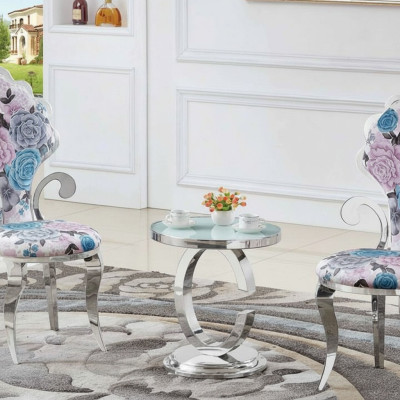 Tavolino da salotto di lusso in acciaio inossidabile, mobili da design, nuovo e moderno.