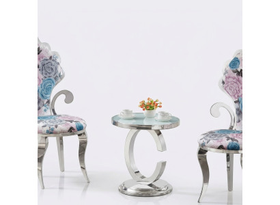 Tavolino da salotto di lusso in acciaio inossidabile, mobili da design, nuovo e moderno.