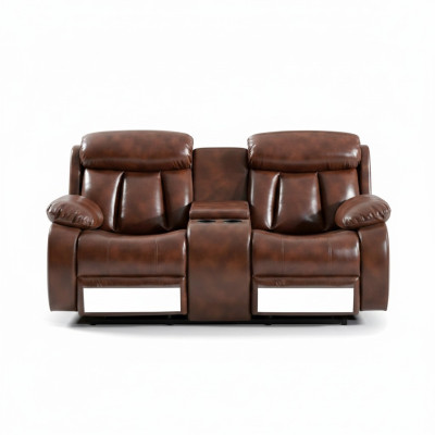 Divano a 2 posti Divano Imbottito Design Relax Funzione Soggiorno Marrone Nuovo
