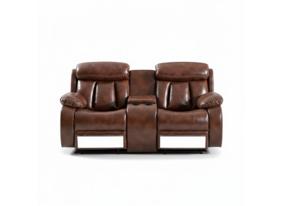 Divano a 2 posti Divano Imbottito Design Relax Funzione Soggiorno Marrone Nuovo