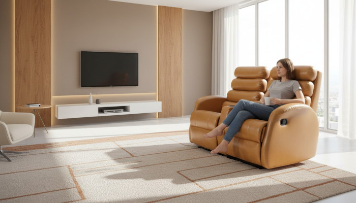Divano di lusso marrone design moderno per il soggiorno, nuovo.