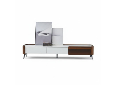 Supporto TV RTV Lowboard Bianco Tavolo in Legno Moderno Soggiorno Credenza