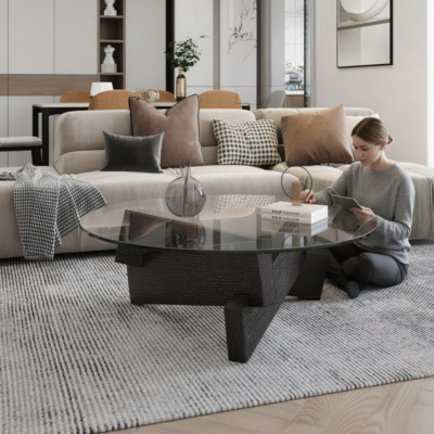 Tavolino Design Mobili di lusso Nuovo nero Moderno Soggiorno Legno Vetro