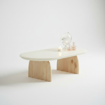 Tavolino da salotto Tavolo Tavolino da salotto Soggiorno Legno Moderno Lusso Beige Nuovo