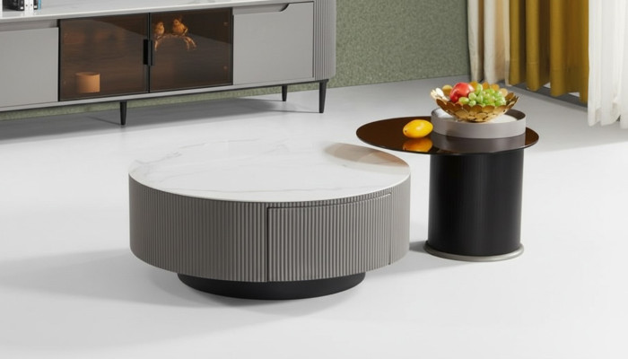 Set rotondo 2x tavolini da salotto tavolino da caffè tavolino da appoggio design soggiorno