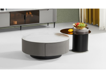 Set rotondo 2x tavolini da salotto tavolino da caffè tavolino da appoggio design soggiorno
