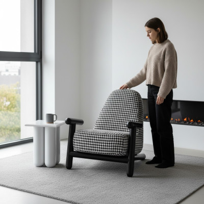 Poltrona Design Divano 1 Posto Relax Tessuto Lounge Lusso Imbottito Club Nuovo