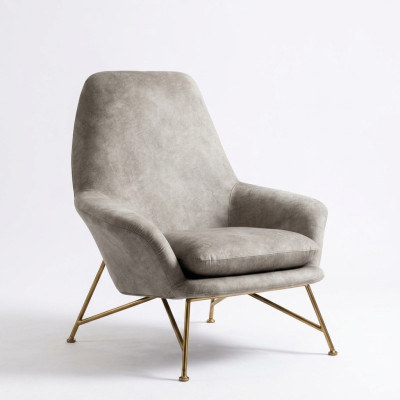 Poltrona Design di lusso in tessuto grigio per il salotto.