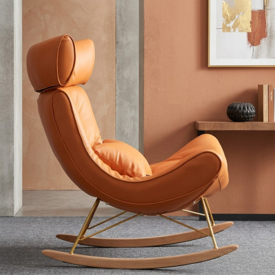 Divano design Poltrona Divano Imbottito di lusso in ecopelle 1 posto a sedere Nuovo Arancione