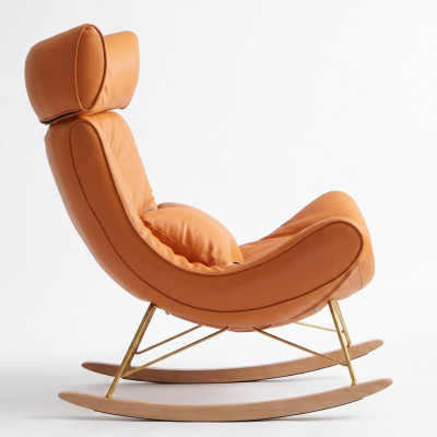 Divano design Poltrona Divano Imbottito di lusso in ecopelle 1 posto a sedere Nuovo Arancione