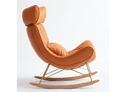 Divano design Poltrona Divano Imbottito di lusso in ecopelle 1 posto a sedere Nuovo Arancione