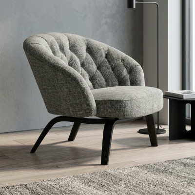 Elegante imbottitura in legno massiccio con cuciture in stile Chesterfield in carbone.