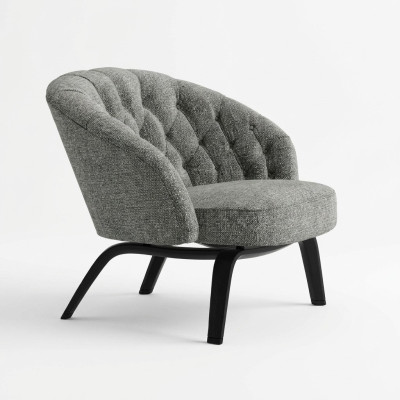 Elegante imbottitura in legno massiccio con cuciture in stile Chesterfield in carbone.