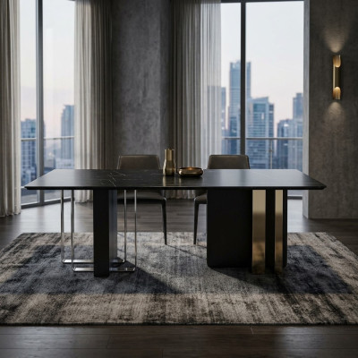 Tavolo da pranzo nero di design Mobili da soggiorno Tavolo di lusso 240x100 in legno