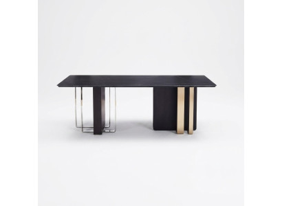 Tavolo da pranzo nero rettangolare in legno massello acciaio inossidabile Tavolo designer