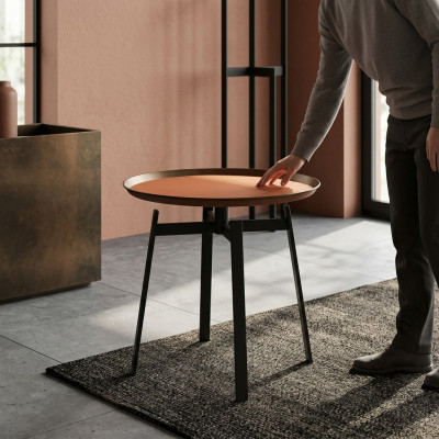 Soggiorno Tavolino rotondo arancione stile moderno tavoli in acciaio inossidabile tavolo