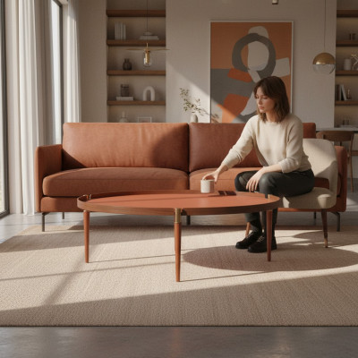 Tavolino da salotto Mobili da soggiorno Lusso Design moderno Tavolo Arancione Tavolini da salotto