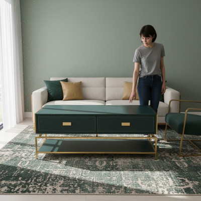 Soggiorno Tavolino da salotto Design di lusso Stile Moderno Tavolini da salotto in legno Verde