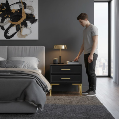Comodino di lusso nero Camera da letto Nuovo Design Mobili Stile Moderno