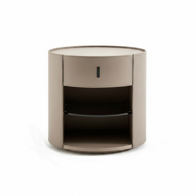 Tavolino notte beige da designer, lussuosa consolle notte in stile mobili da camera.   Tavolino da notte beige di design, lussuosa console notturna in stile mobili da camera.