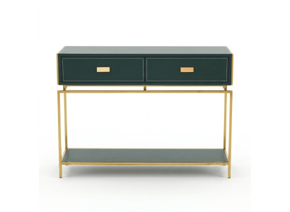 Tavolo console verde, mobile da soggiorno in legno acciaio inox, mobile da credenza di lusso