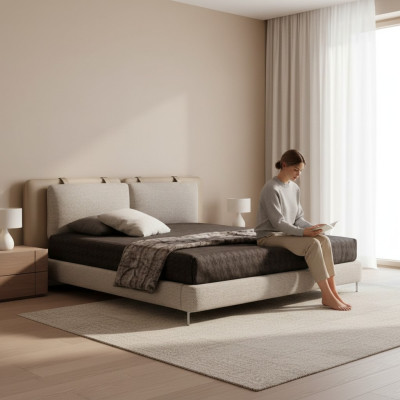 Camera da letto Grande letto matrimoniale elegante Letto in legno nuovo Lusso Moderno
