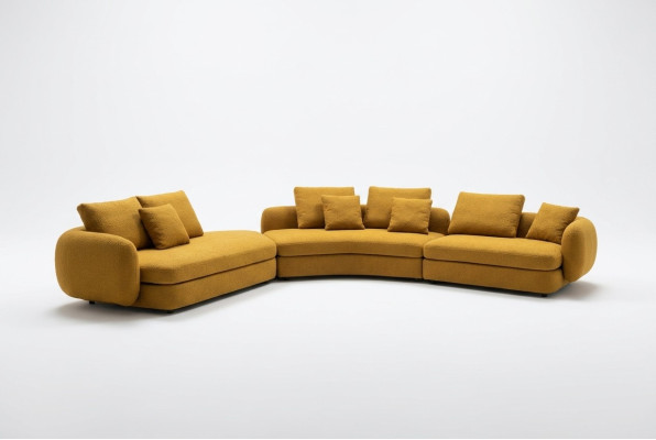 Soggiorno mobili di lusso divano angolare a L design imbottito tessile