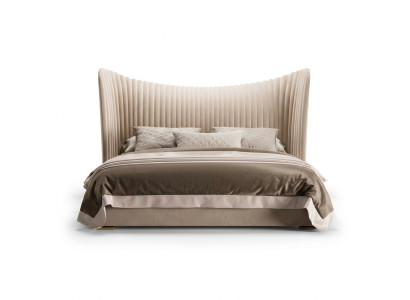 Letto matrimoniale beige in legno design, telai per letto da letto, mobili da camera da letto.