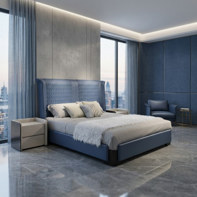 Set camera da letto Letto 2 comodini 3 pezzi Design Moderno Gruppo Letti di lusso Nuovo