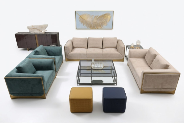 Salotto sofà composizione 3+3 posti moderno set design divano mobili.