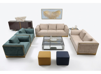 Salotto sofà composizione 3+3 posti moderno set design divano mobili.