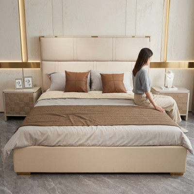 Set camera da letto Letto 2 comodini Design Moderno Lusso Letti 3 pezzi