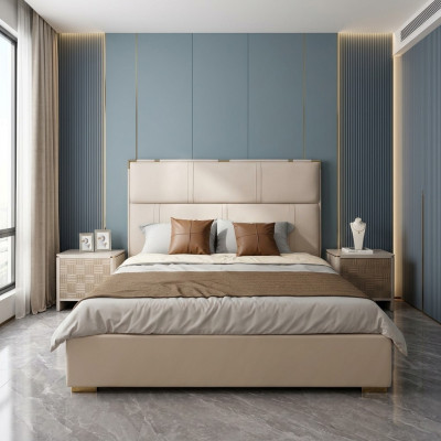 Set camera da letto Letto 2 comodini Design Moderno Lusso Letti 3 pezzi