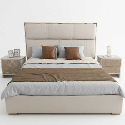 Set camera da letto Letto 2 comodini Design Moderno Lusso Letti 3 pezzi