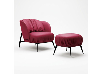 Poltrona Poggiapiedi Soggiorno Design Moderno Set Divanetto Imbottito Relax 2 pezzi.