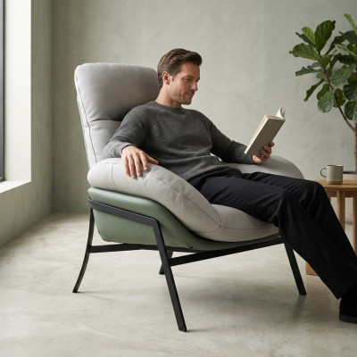 Poltrona Seduta Arredamento Design Soggiorno Imbottitura Legno Moderno Lusso Nuovo